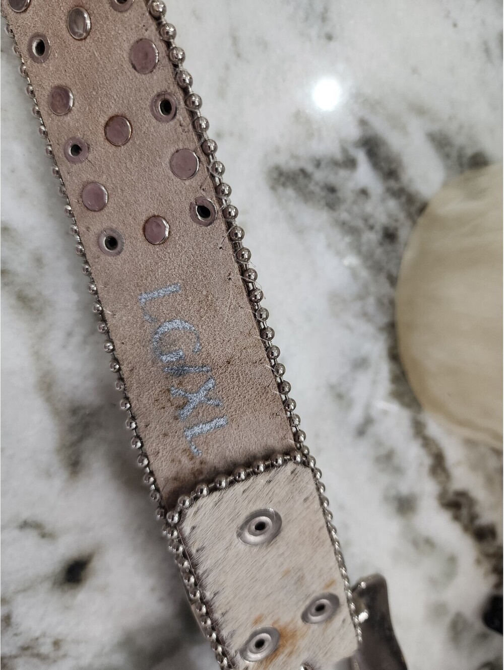 Western Style Belt with Brown and Amber Gemstone Accents and Silver Stud Detal - Picture 6 of 8
